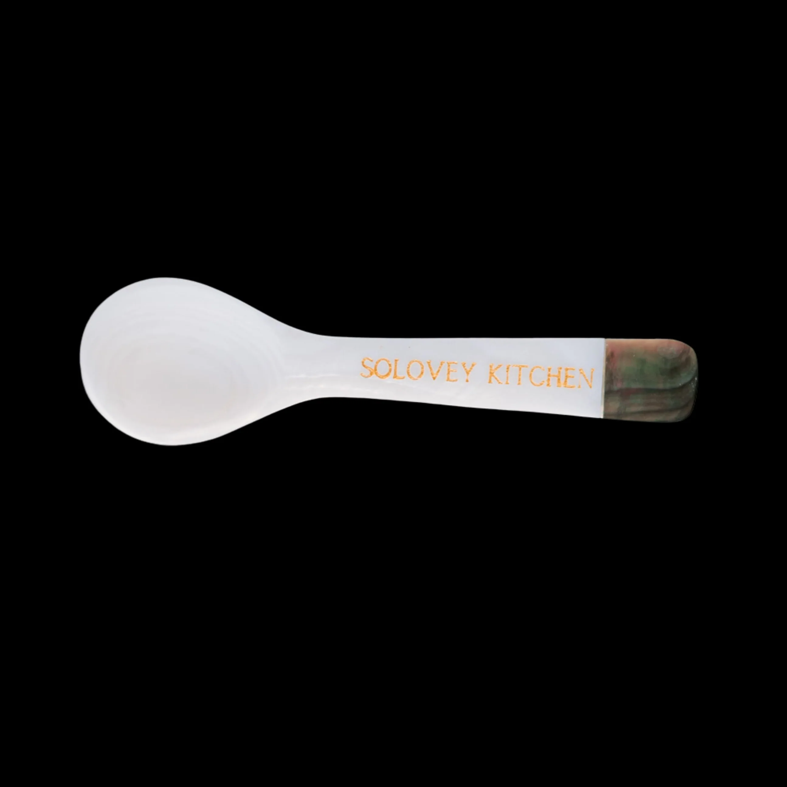 Black Mother of Pearl Caviar Plate and Spoon - Image 4