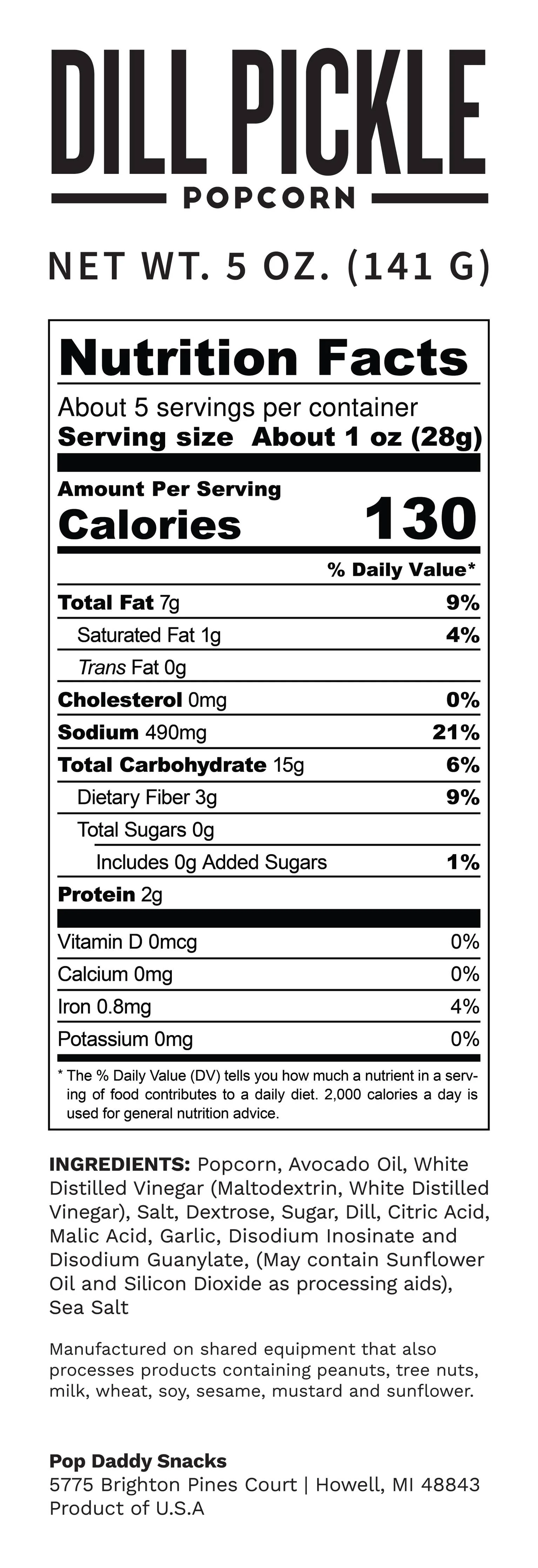 Pop Daddy – Dill Pickle Flavored Popcorn 5.0oz - Image 3