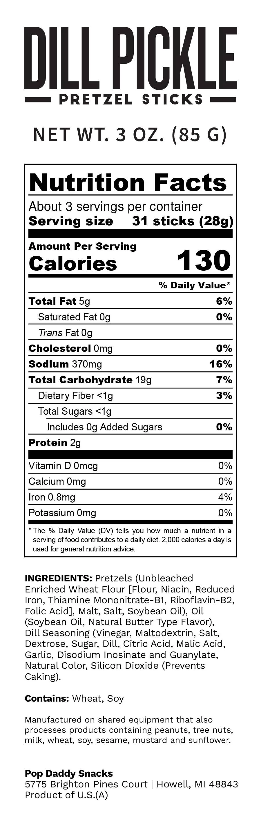 Pop Daddy – Dill Pickle Seasoned Pretzels 3.0oz - Image 3