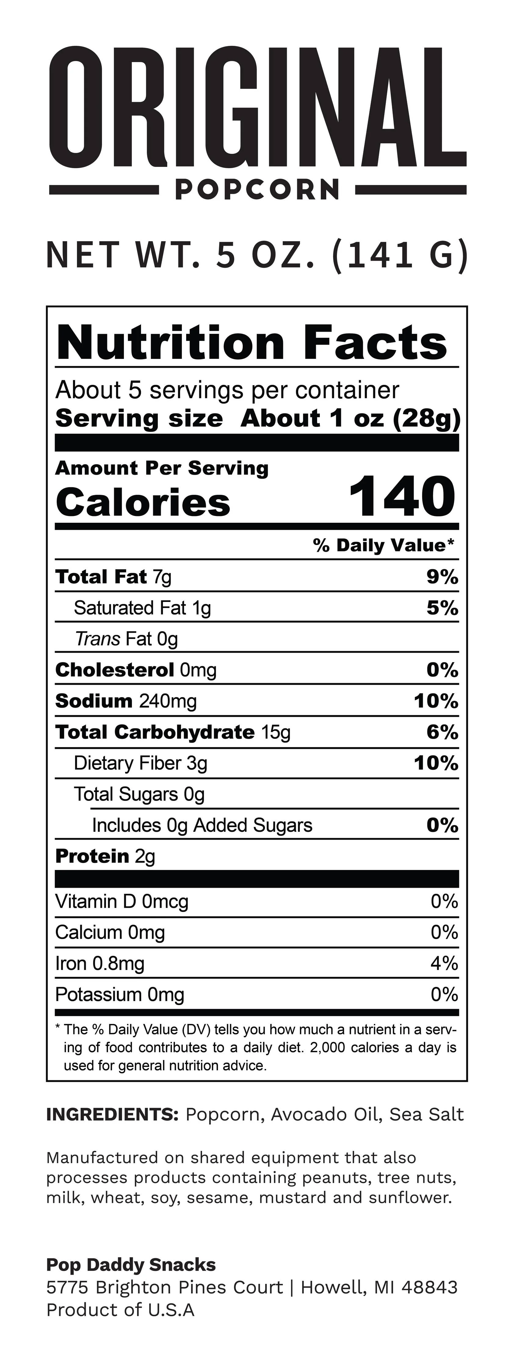 Pop Daddy – Original Flavor Popcorn 5.0oz - Image 3