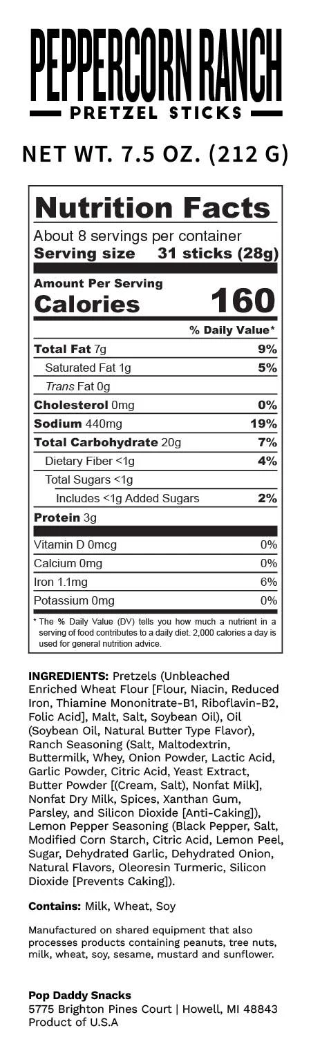 Pop Daddy – Peppercorn Ranch Seasoned Pretzels 7.5oz - Image 3