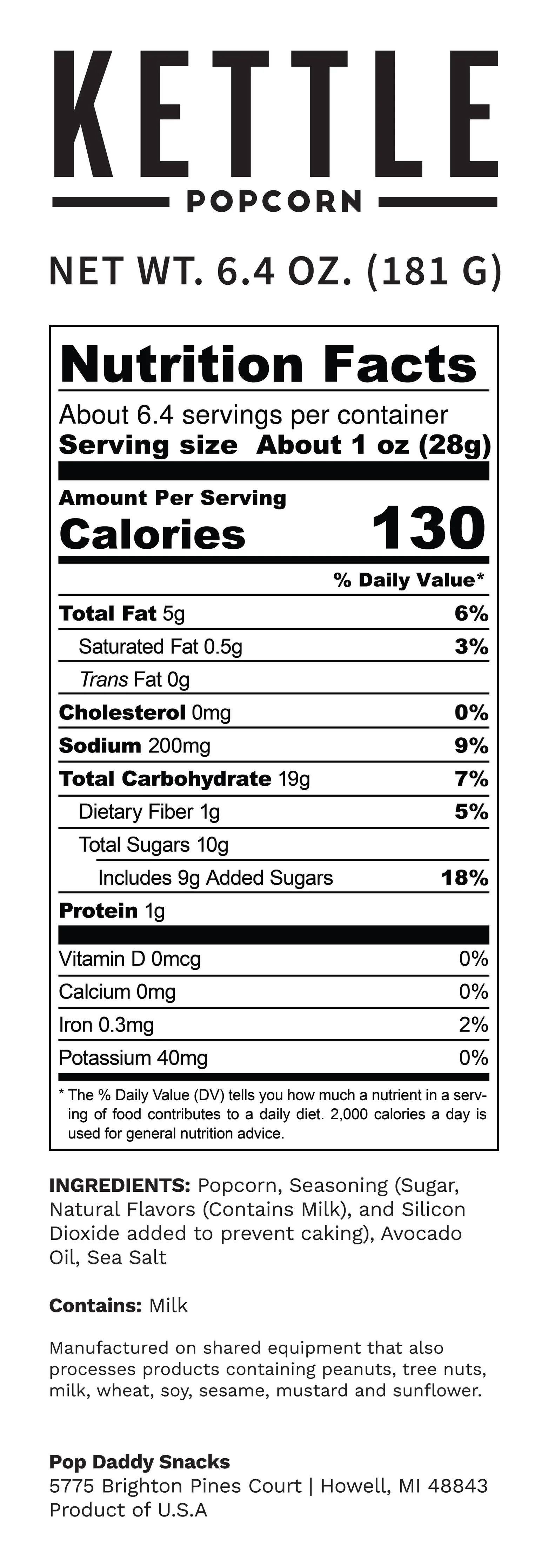Pop Daddy – Premium Kettle Corn Flavored Popcorn 6.4oz - Image 3