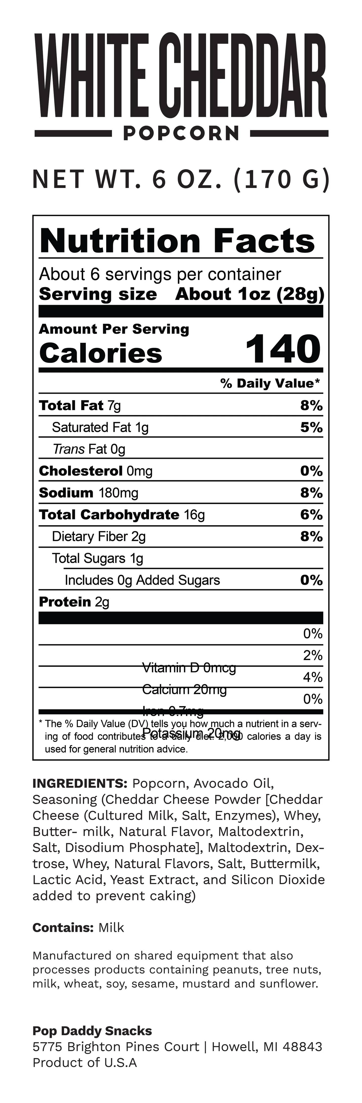 Pop Daddy – Real White Cheddar Flavored Popcorn 6.0oz - Image 3